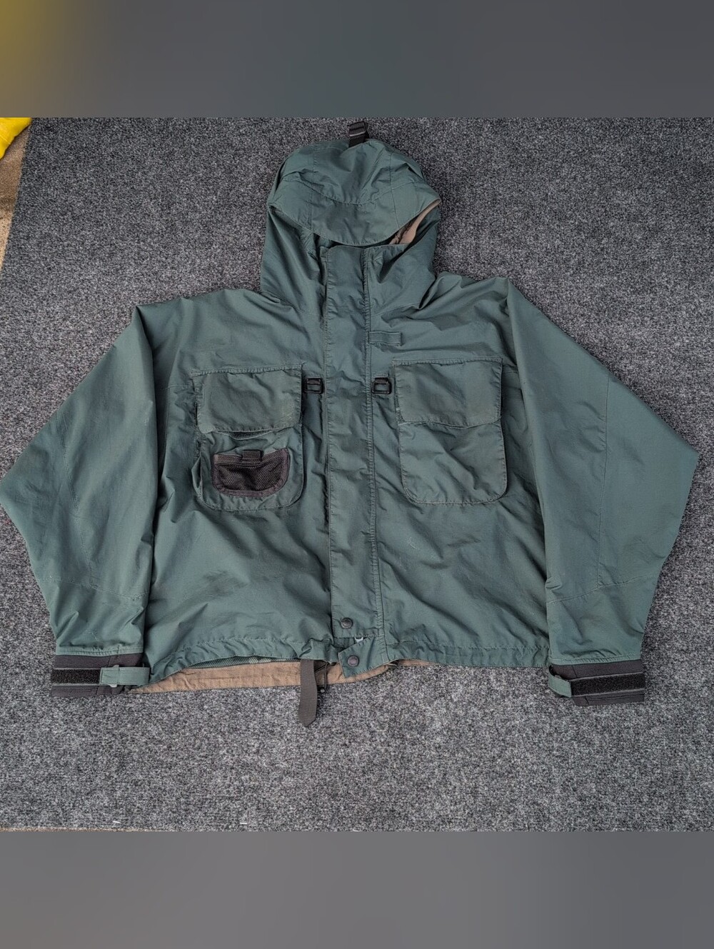 Vintage Cabelas Jacket Mens Large Green Fly Fishing Wading Shell 90s Waterproof